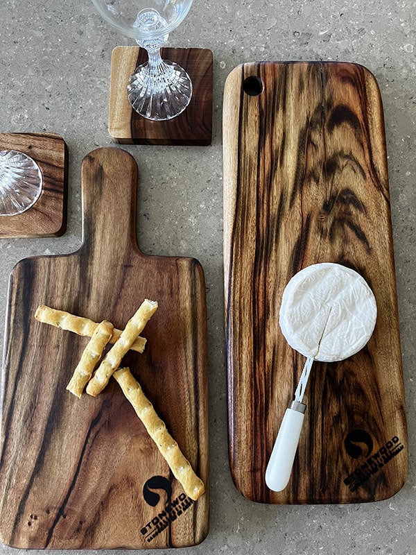Handcrafted Camphor Laurel Cheese Board and Coaster Set