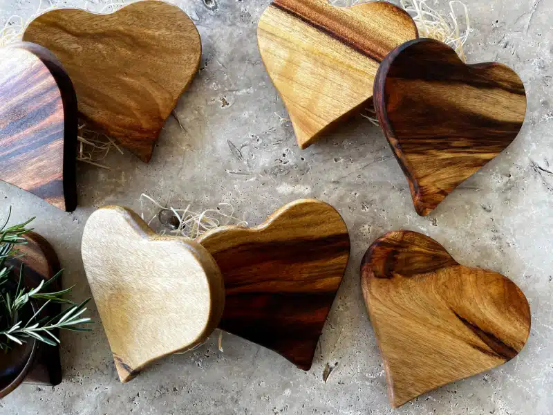 Heart Shaped Coasters of Wood