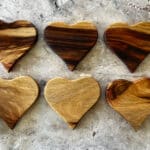 6 Heart Shaped Coasters of Wood