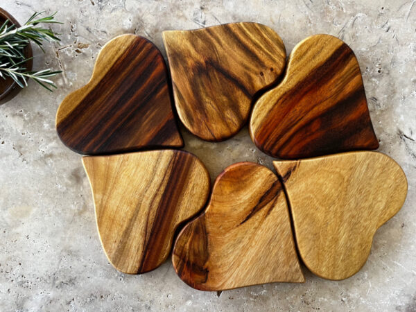 Heart Shaped Wood Coasters